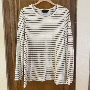 Hatch White and Black Striped Long Sleeve Tee